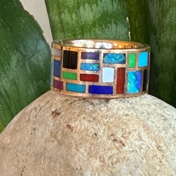 Marla Aaron Multicolor Inlay Gold Ring - Picture 6 of 11
